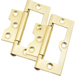 Steel Flush Cabinet Hinges - 75mm - Brass Plated - Pair - EXCLUDING Screws - tradefit - 1