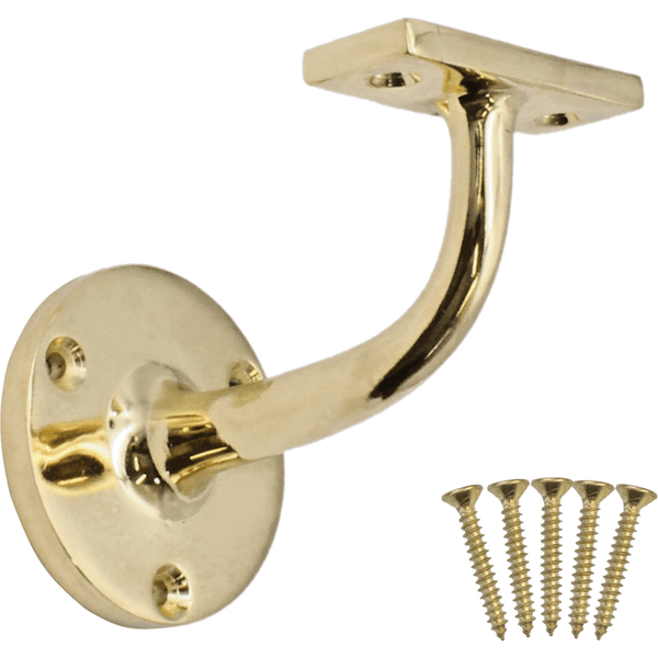 Handrail Bracket Heavy Pattern - 64mm / 2.5 Inch Projection - Brass Finish - tradefit - Featured Image