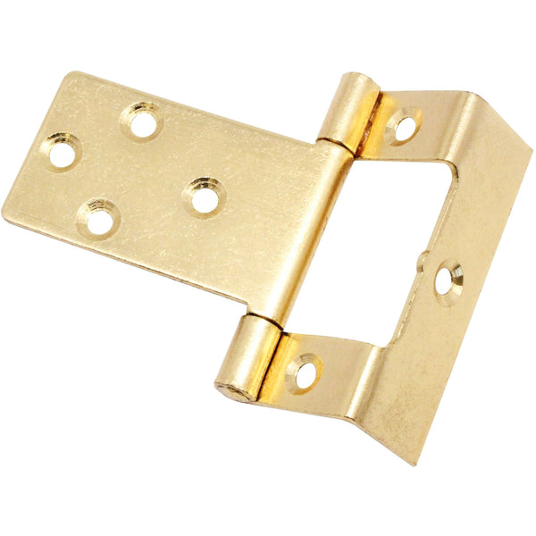 Steel Cranked Flush Hinges 50mm Brass Plated Pair