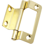 Steel Double Cranked Flush Cabinet Hinges - 50mm - Brass Plated - Pair - EXCLUDING Screws - tradefit - 1