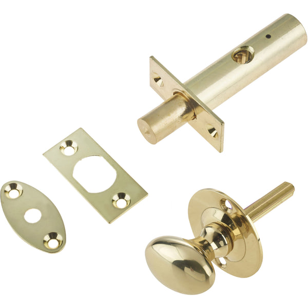 Rack Bolt & Oval Thumb Turn - 61mm Case 28mm Backset - Polished Brass - tradefit - Featured Image
