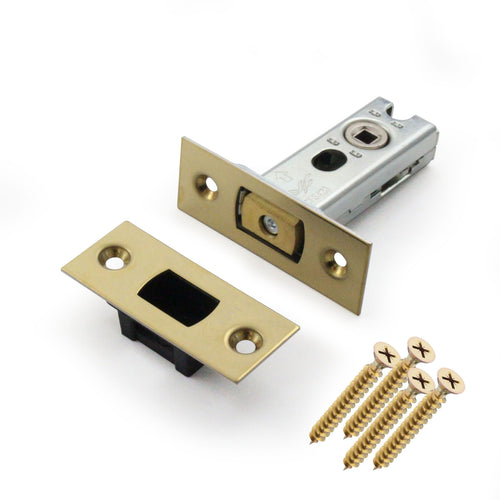 3 inch/76mm Tubular Bathroom Deadbolt - 57mm Backset - Polished Brass - tradefit