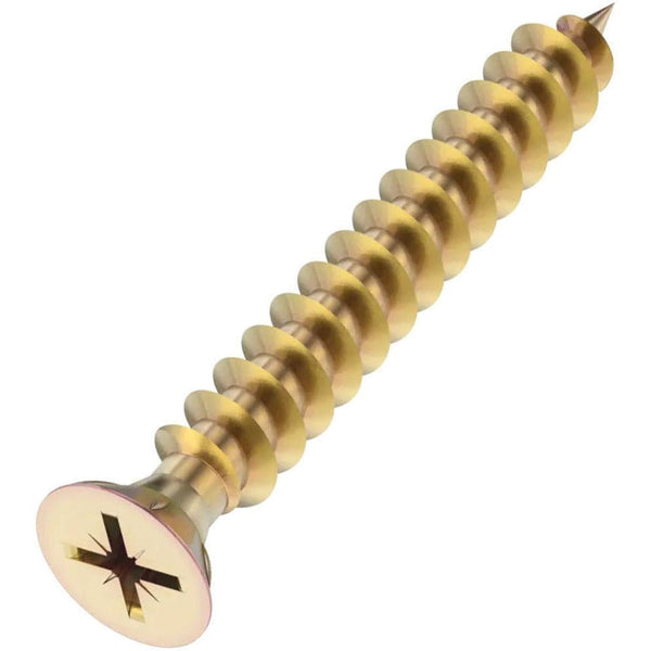 Spare Hinge Screws Pack 100 Pozi Wood Screw Countersunk - 5.0x30mm - Brass - Pack of 100 - tradefit - Featured Image