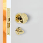 Victorian Polished Brass Mortice Door Knob Kit - 80mm Bathroom Lock - 102mm Hinges - tradefit - 5