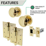 Victorian Polished Brass Mortice Door Knob Kit - 76mm Latch - 102mm Hinges - tradefit - 3