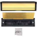 Intumescent Letterplate Draught Proof 250mm Black Frame Brass Flap - tradefit - 6