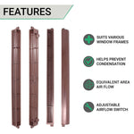 Trickle Window Slot Vent Set Inside & Out - 415mm - 4191mm²EA - Brown - Pack of 50 - tradefit - 3