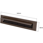 Letterbox Draught Excluder for Front Doors with Brush Seal - 340mm - Brown - tradefit - 2