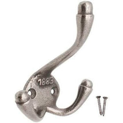 Cast Iron Triple Coat Hook 1883 Antique Coat and Hat Rack Hook Hand Forged Self Coloured with Screws - tradefit