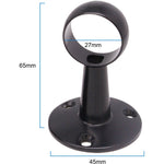 Wardrobe Rail Kit - Black - 25mm Tube - 1219mm Rail with 2x End Sockets & 1x Centre Brackets - 25 x 1219 mm - tradefit - 4