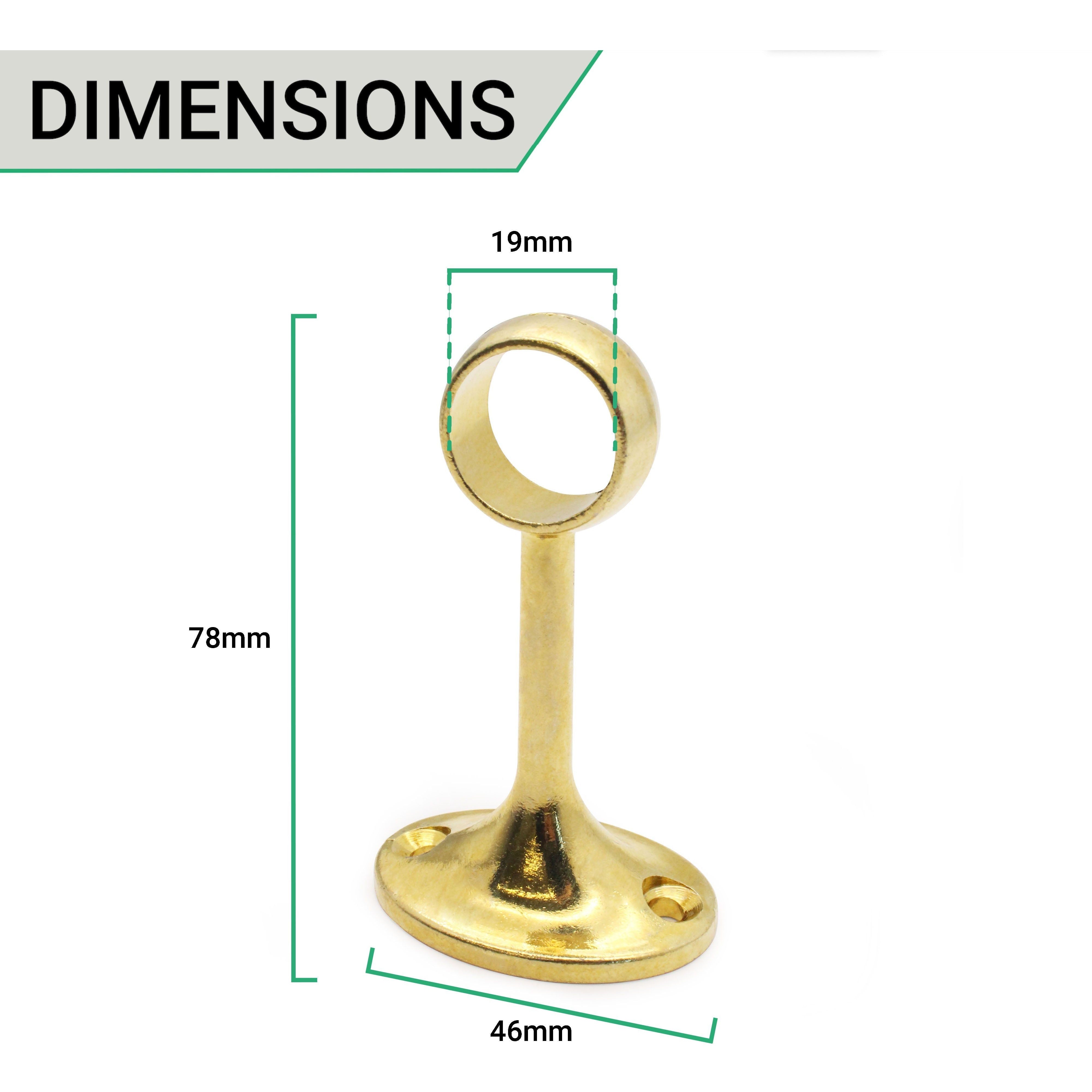 Wardrobe Clothes Rail Kit 19mm x 1219mm Brass Plated tradefit