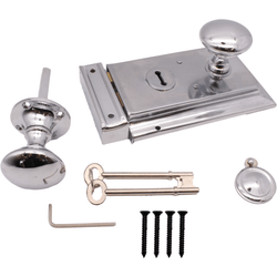 Chrome Rim Lock and Escutcheon Kit - tradefit