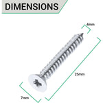 Spare Hinge Screws Pack 100 Pozi Wood Screw Countersunk - 4.0x25mm - Polished Chrome - tradefit - 3