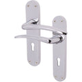 Chrome Lever Door Handles on Backplate Lock Door Handles Zeno Design - 180mm - Polished Chrome