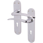 Chrome Lever Door Handles on Backplate Lock Door Handles Zeno Design - 180mm - Polished Chrome - tradefit - 1
