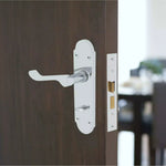 Victorian Rectory Polished Chrome Lever Door Handle Pack - 64mm Bathroom Lock - 102mm Hinges - tradefit - 5