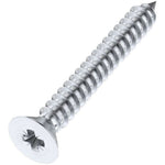 Spare Hinge Screws Pack 100 Pozi Wood Screw Countersunk - 4.0x25mm - Polished Chrome - tradefit - 1