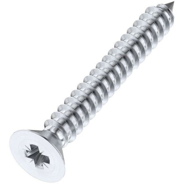 Spare Hinge Screws Pack 100 Pozi Wood Screw Countersunk - 4.0x25mm - Polished Chrome - tradefit - Featured Image