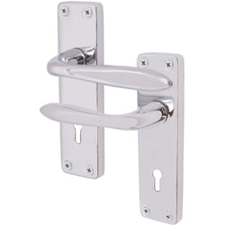Sassari Polished Chrome Lever Lock Door Handle - Keyhole - tradefit