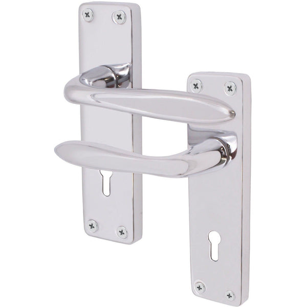 Sassari Polished Chrome Lever Lock Door Handle - Keyhole - tradefit - Featured Image