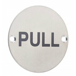 Circular Disc Navigation Signage - 76mm x 1.5mm - Screw Fixed - Pull - tradefit