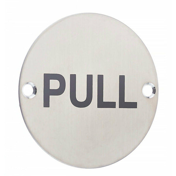 Circular Disc Navigation Signage - 76mm x 1.5mm - Screw Fixed - Pull - tradefit - Featured Image