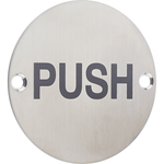 Circular Disc Navigation Signage - 76mm x 1.5mm - Screw Fixed - Push - tradefit - 1