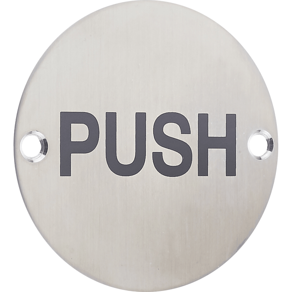 Circular Disc Navigation Signage - 76mm x 1.5mm - Screw Fixed - Push - tradefit - Featured Image