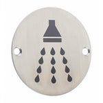 Circular Disc Navigation Signage - 76mm x 1.5mm - Screw Fixed - Shower - tradefit - 1