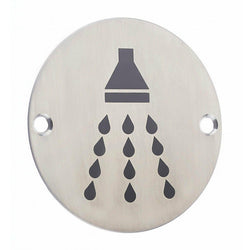 Circular Disc Navigation Signage - 76mm x 1.5mm - Screw Fixed - Shower - tradefit