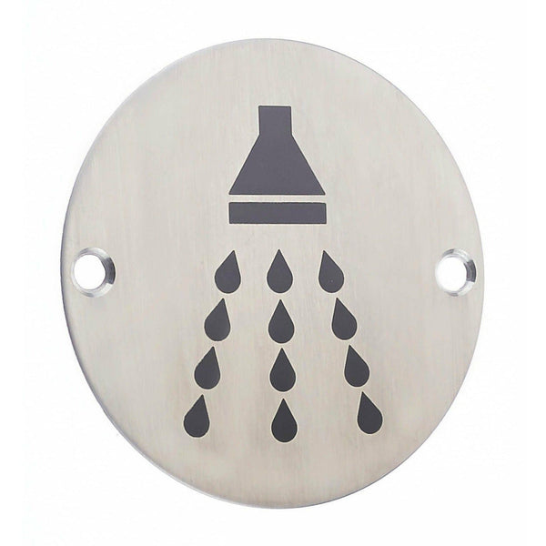 Circular Disc Navigation Signage - 76mm x 1.5mm - Screw Fixed - Shower - tradefit - Featured Image