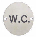 Circular Disc Navigation Signage - 76mm x 1.2mm - Screw Fixed - WC - tradefit - 1