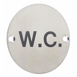 Circular Disc Navigation Signage - 76mm x 1.2mm - Screw Fixed - WC - tradefit