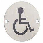 Circular Disc Navigation Signage - 76mm x 1.5mm - Screw Fixed - Wheelchair - tradefit - 2