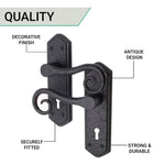 Black Iron Lever Door Handles on Backplate Curly Tail Pattern Lock Door Handles - Black - tradefit - 4