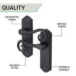Black Iron Lever Door Handles on Backplate Curly Tail Pattern Latch Door Handles - Black - tradefit - 4