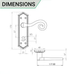 Curly Black Antique Lever on Backplate Sash Lock Kit / Pack - 64mm Lock - 76mm Hinges - Black - tradefit - 4