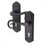 Black Iron Lever Door Handles on Backplate Curly Tail Pattern Lock Door Handles - Black - tradefit - 1