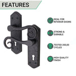 Black Iron Lever Door Handles on Backplate Curly Tail Pattern Lock Door Handles - Black - tradefit - 2