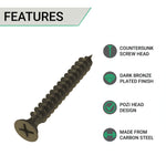 Spare Hinge Screws Pack 100 Pozi Wood Screw Countersunk - 4.0x25mm - Dark Bronze - tradefit - 2