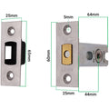 2.5 inch/64mm Tubular Deadbolt Bolt Through Fire Rated - 44mm Backset - Satin Stainless Steel - tradefit