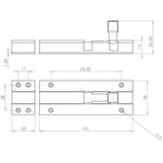 Barrel Bolt Straight - 100x38mm - Satin Chrome - tradefit - 2