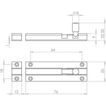 Barrel Bolt Straight - 75x25mm - Polished Chrome - tradefit - 2
