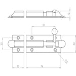 Bell Pattern Barrel Bolt Straight - 75x32mm - Polished Chrome - tradefit - 2