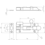 Bell Pattern Barrel Bolt Necked - 75x32mm - Polished Chrome - tradefit - 2