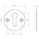 Keyhole Escutcheon - 32mm - Satin Aluminium - tradefit - 6
