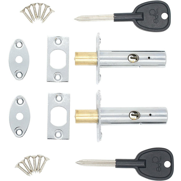 Door Mortice Rack Bolt 61mm| Polished Chrome | Pack of 2 Bolts + 2 Star Keys - tradefit - Featured Image