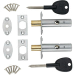 Concealed Door Security Rack Bolts Pack of 2 + 2 Keys - 61mm - Satin Chrome - tradefit - 1