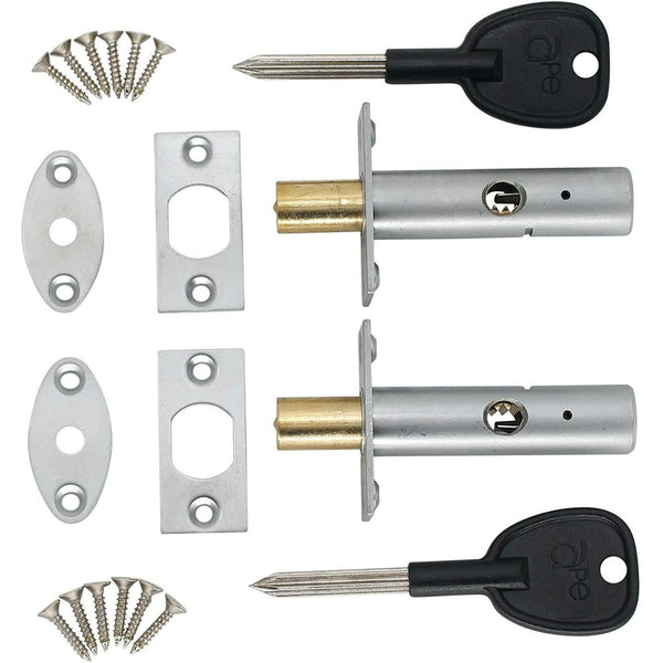 Concealed Door Security Rack Bolts Pack of 2 + 2 Keys - 61mm - Satin Chrome - tradefit - Featured Image