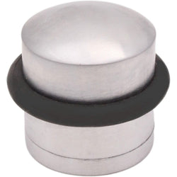 Dome Top Floor Mounted Door Stop - 30mm Diameter - Satin Chrome - tradefit